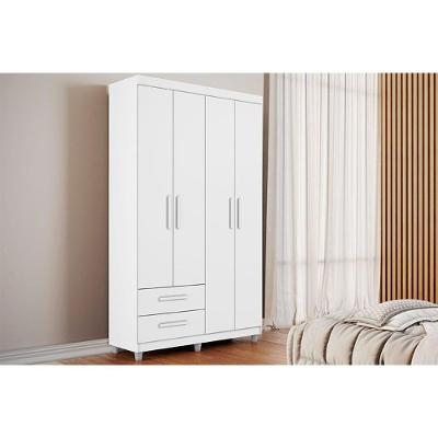 Guarda Roupa Solteiro Canadá Plus 4 Portas de Abrir 2 Gavetas Branco