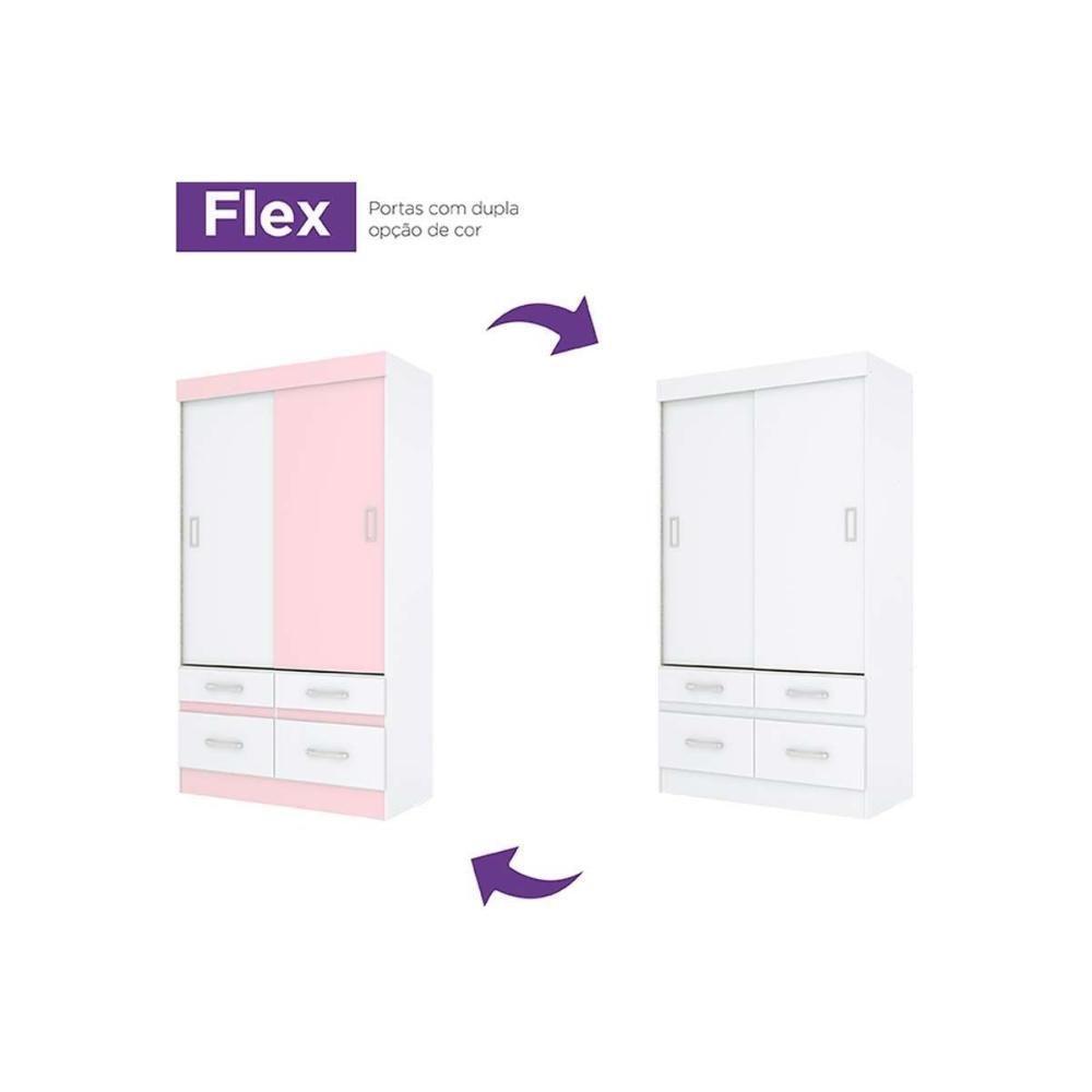 Guarda Roupa Solteiro 2 Portas de Correr e 4 Gavetas Briz BE25 Castanho/Off White - Henn - 3