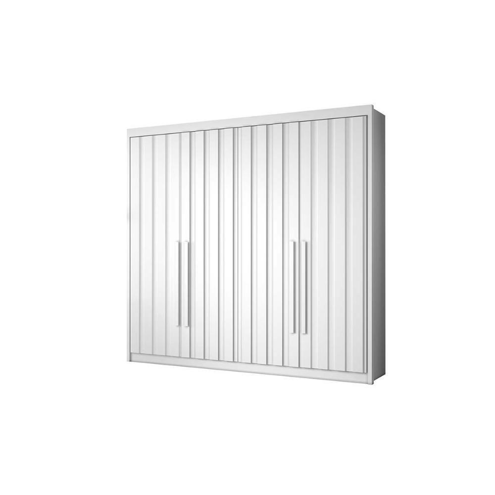 Guarda Roupa Solteiro 4 Portas Ripadas e 4 Gavetas Grécia Branco - Conquista - 2