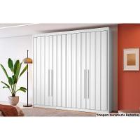 Guarda Roupa Solteiro 4 Portas Ripadas e 4 Gavetas Grécia Branco - Conquista - 1