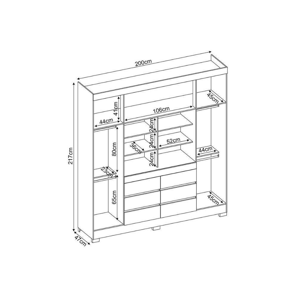 Guarda Roupa 4 Portas e 6 Gavetas c/ Espelho Cadis - Amendola/Off White - Demóbile - 5