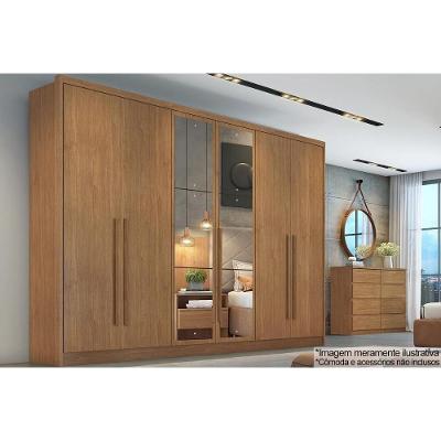 Guarda Roupa Casal Robust-Livorno 6 Portas de Abrir 6 Gavetas Cor Cumaru MDF
