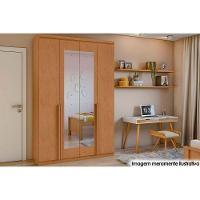 Guarda Roupa 4 Portas e 2 Gavetas c/ Espelho Alonzo New Amendoa Clean - Lopas - 1