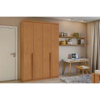 Guarda Roupa 4 Portas e 2 Gavetas Alonzo Plus Amendoa Clean - Lopas - 1