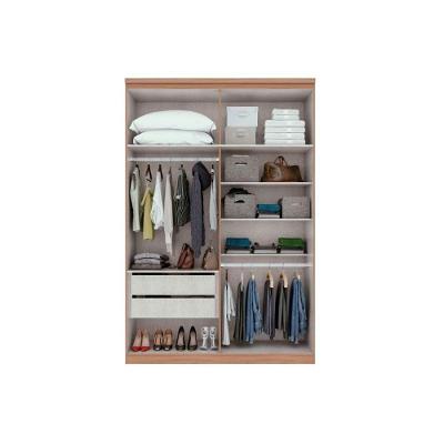 Guarda Roupa Solteiro Alonzo 4 Portas de Abrir 2 Gavetas Amendoa Clean MDF Lopas
