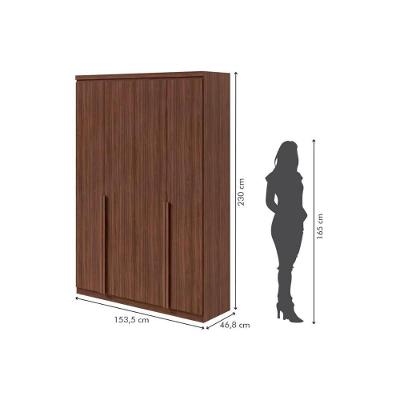 Guarda Roupa Solteiro Alonzo New 4 Portas de Abrir 2 Gavetas Amendoa Clean Lopas