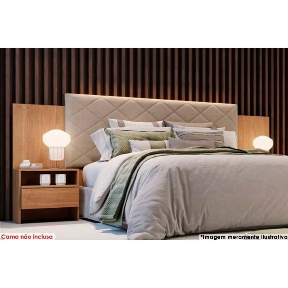 Painel Cama Box Madeirado Freijo Cumaru Casal Everest Plus 2 Mesas c/ 2 Gavetas Freijo Cumaru - Novo Horizonte - 1