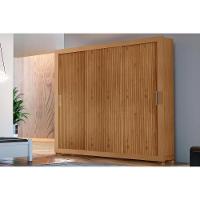 Guarda Roupa 3 Portas de Correr e 4 Gavetas c/ Pés Veneza Flex Naturalle/Ripado 3D - Rufato - 1