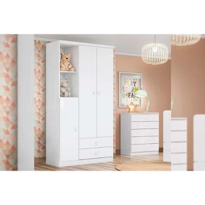 Quarto Infantil Completo Bala de Menta 3 Portas 7 Gavetas MDF-MDP 40cm Branco Henn