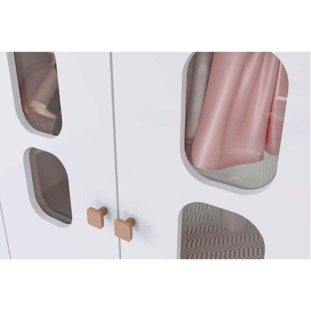 Quarto Infantil Completo Aconchego 2 Peças (1 Guarda Roupa + 1 Cômoda) QI81 Branco/Jequitiba - Henn - 4