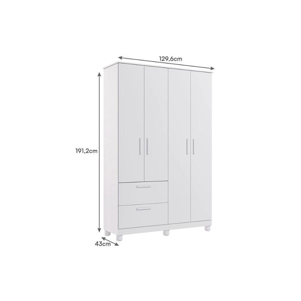 Guarda Roupa Bebê 4 Portas e 2 Gavetas Jujuba Nature/Branco - Permóbili Baby - 4