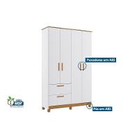 Guarda Roupa Bebê 4 Portas e 2 Gavetas Jujuba Nature/Branco - Permóbili Baby - 8