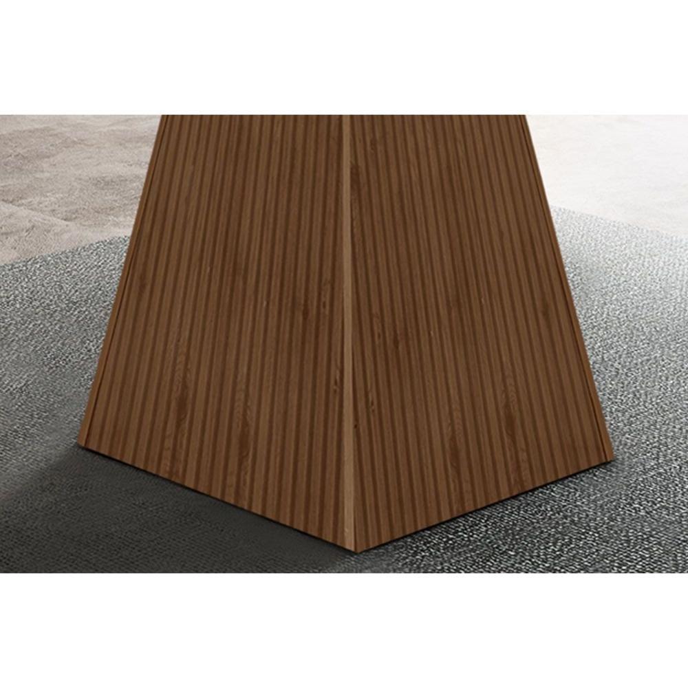 Mesa p/ Cozinha Luna c/ Tampo 90x90cm Flex Madeirado Vidro Canto Curvo - Imbuia/Ripado 3D/Off White - Rufato - 2