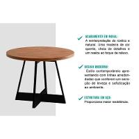 Mesa para Cozinha Átria 1594 Redonda Aço c/Tampo Madeirado Redondo 100cm Nogal/preto/preto - Carraro - 6