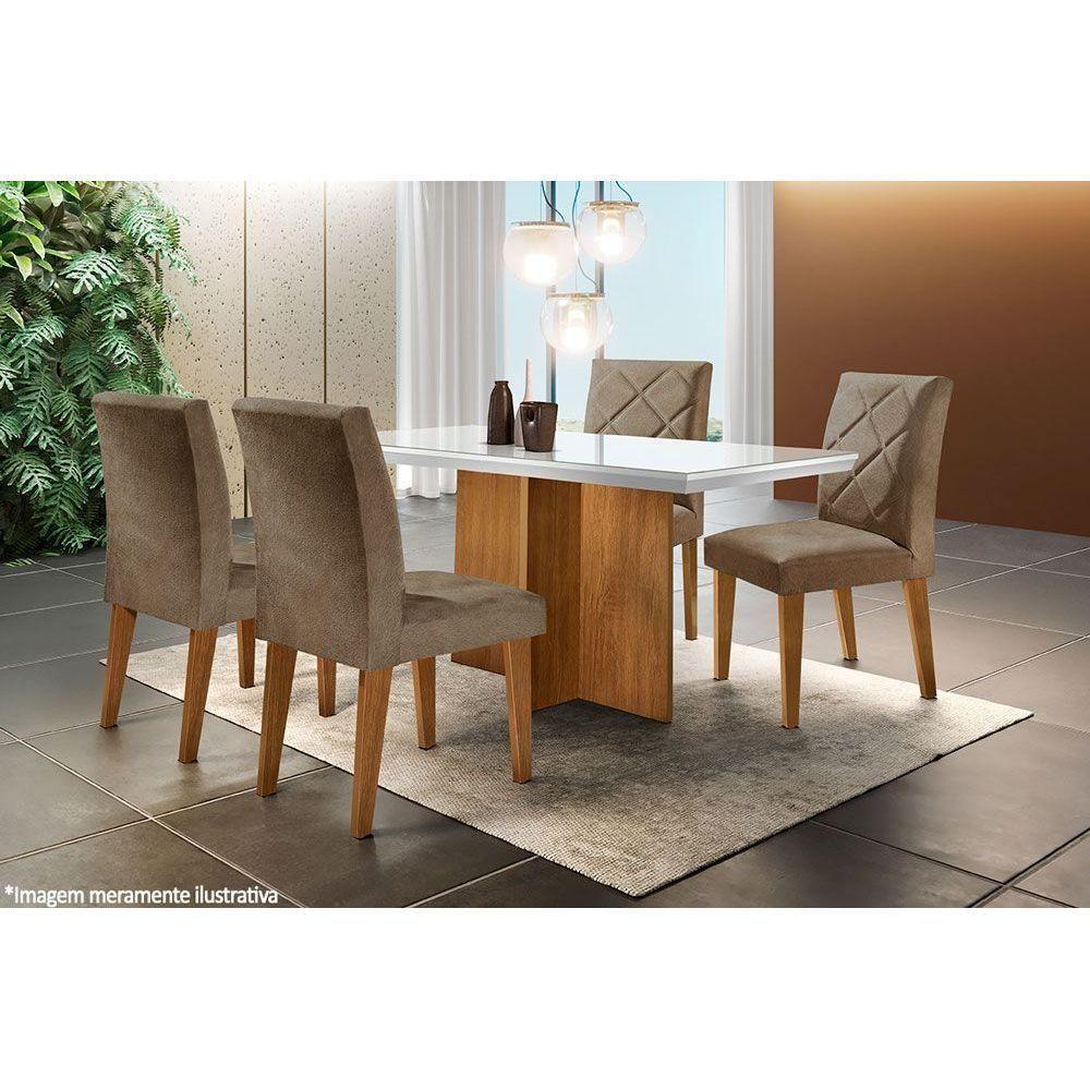 Mesa p/ Cozinha Berlim c/ Tampo 120x80cm Madeirado Vidro Canto Curvo - Imbuia/Off White - Rufato - 4