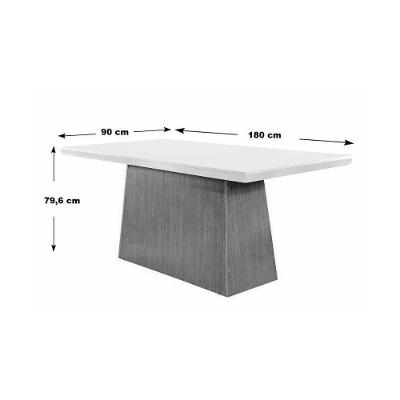 Mesa p/ Cozinha Luna c/ Tampo 180x90cm Flex Madeirado Vidro Canto Curvo - Imbuia/Ripado 3D/Off White - Rufato