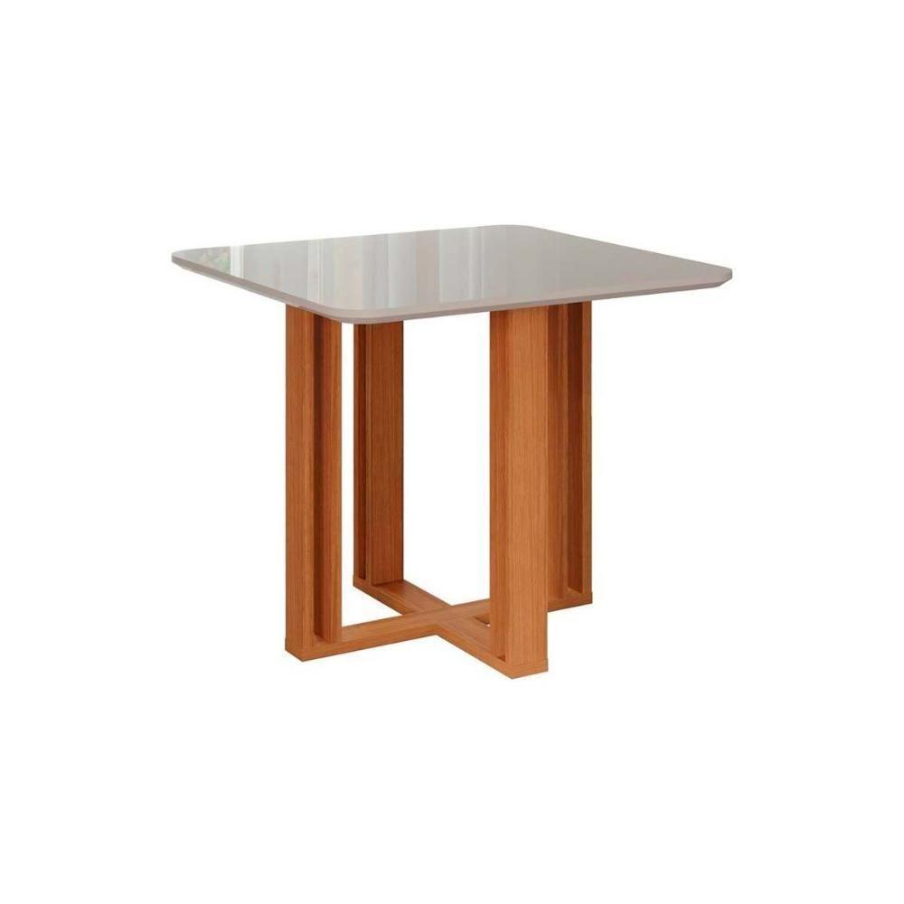Mesa para Cozinha Flora c/Tampo Madeirado 94X94cm Nature/Off White - Cimol - 1