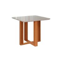 Mesa para Cozinha Flora c/Tampo Madeirado 94X94cm Nature/Off White - Cimol - 1