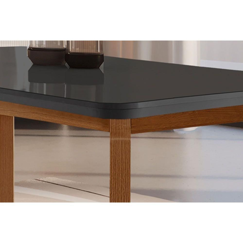 Mesa para Cozinha Londrina c/Tampo Madeirado Vidro Canto Curvo 180x90cm Off White/Imbuia/Vidro Off White - Rufato - 2