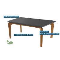 Mesa para Cozinha Londrina c/Tampo Madeirado Vidro Canto Curvo 180x90cm Off White/Imbuia/Vidro Off White - Rufato - 5