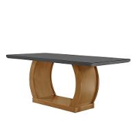 Mesa para Cozinha Jade c/Tampo Madeirado Vidro Canto Curvo 180x90cm Imbuia/Grafite - Rufato - 1