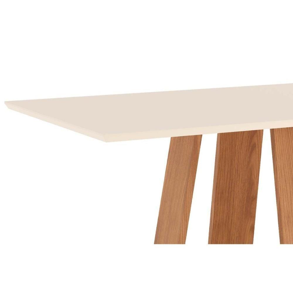 Mesa para Cozinha Lins SC91 c/Tampo Madeirado Reto s/ Vidro 120x80cm Nature/Off White - Henn - 4