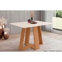 Mesa para Cozinha Lins SC91 c/Tampo Madeirado Reto s/ Vidro 120x80cm Nature/Off White - Henn - 1