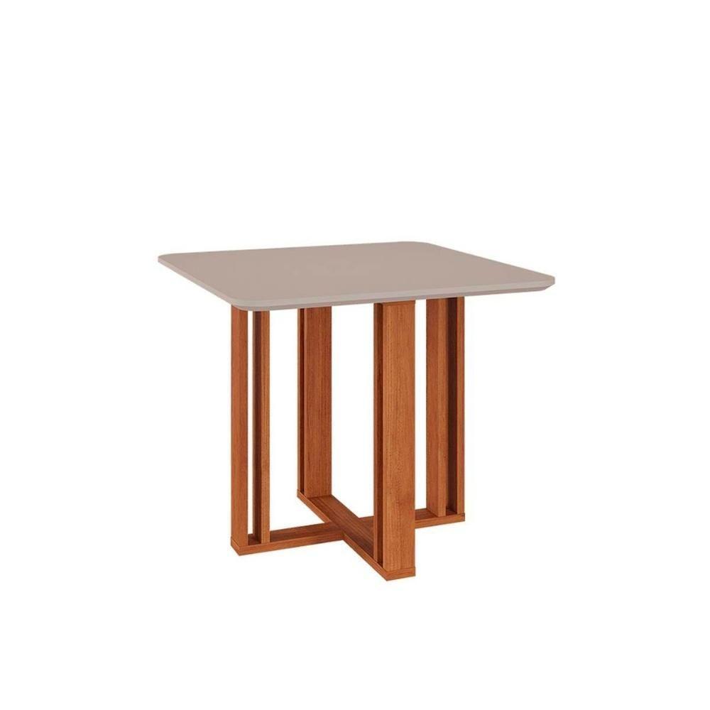 Mesa para Cozinha Flora c/Tampo Madeirado 94X94cm Cinamomo/Off White - Cimol - 1