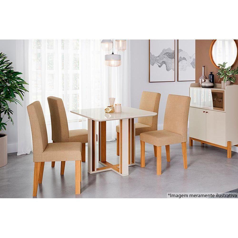 Mesa para Cozinha Flora c/Tampo Madeirado 94X94cm Cinamomo/Off White - Cimol - 2