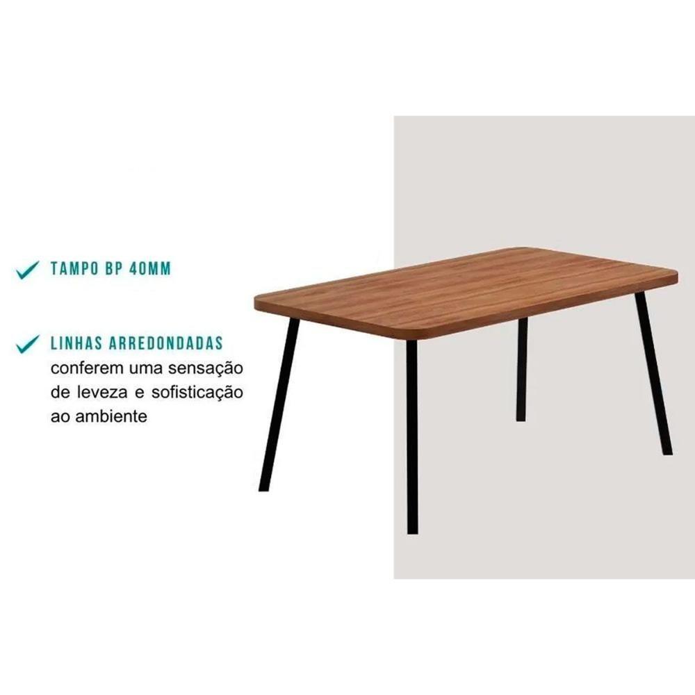 Mesa para Cozinha Stellar 1597 Aço c/Tampo Madeirado 160x90cm Petra/Rose - Carraro - 4