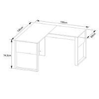 Mesa Multiuso Escritório Canto ME4181 Amêndoa/Preto - Tecno Mobili - 7