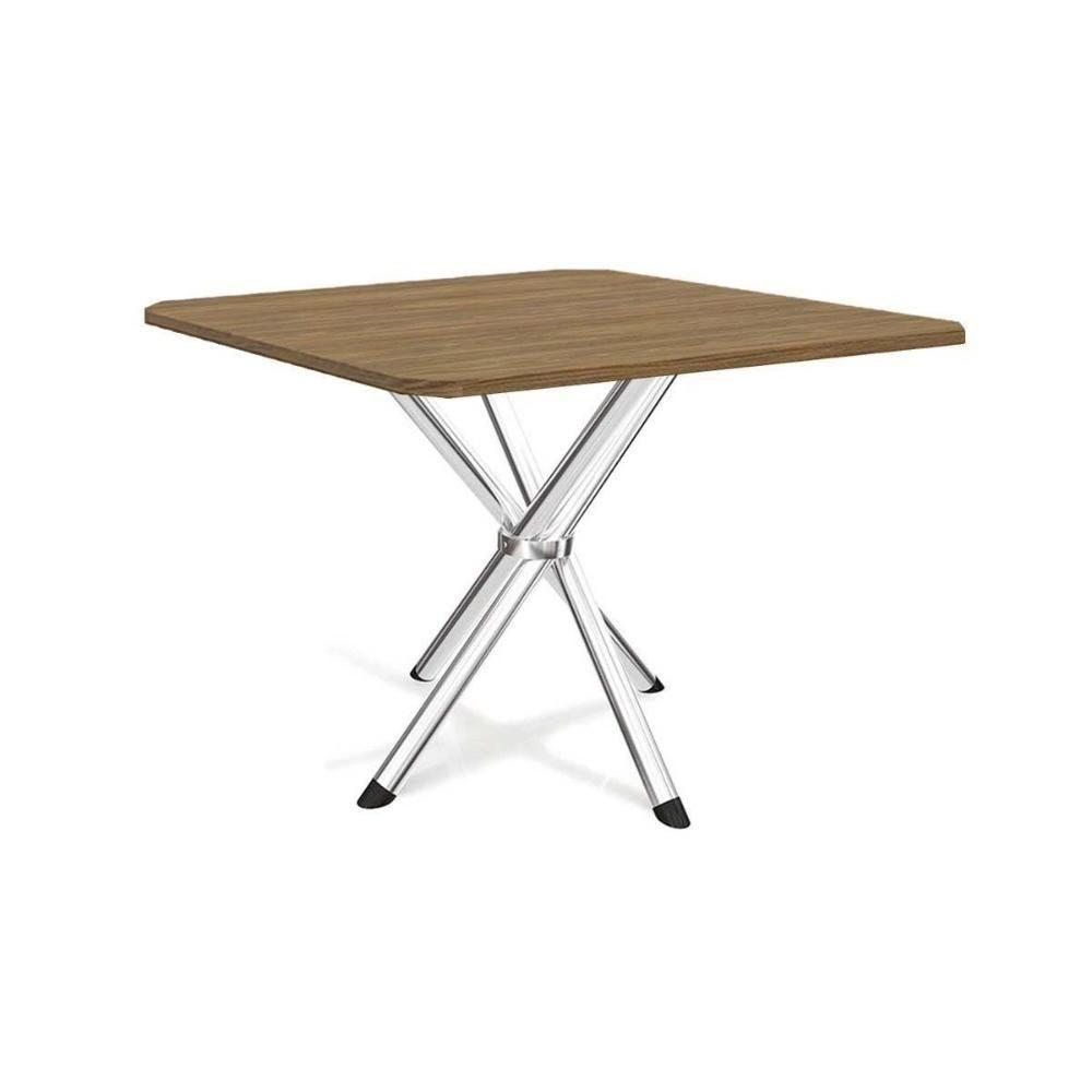 Mesa de Sala Jantar Volga c/ Tampo 90cm Cromada/Nogueira - Kappesberg - 1