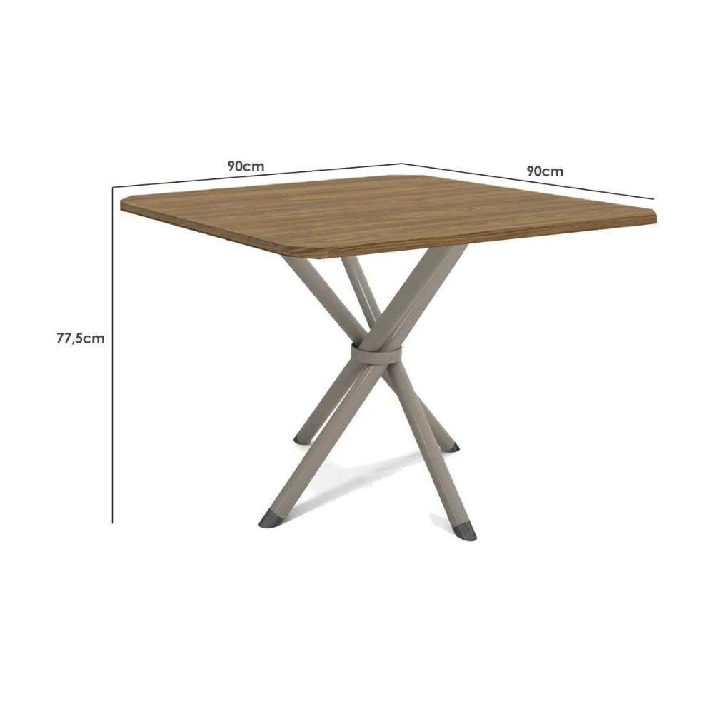 Mesa de Sala Jantar Volga c/ Tampo 90cm Cromada/Nogueira - Kappesberg - 3