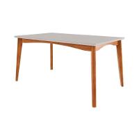 Mesa p/ Cozinha Monalisa c/ Tampo Madeirado Vidro 160x90cm Natural - Nesher - 1