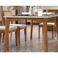 Mesa p/ Cozinha Monalisa c/ Tampo Madeirado Vidro 160x90cm Natural - Nesher - 2