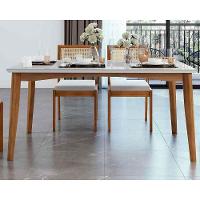 Mesa p/ Cozinha Monalisa c/ Tampo Madeirado Vidro 160x90cm Natural - Nesher - 3