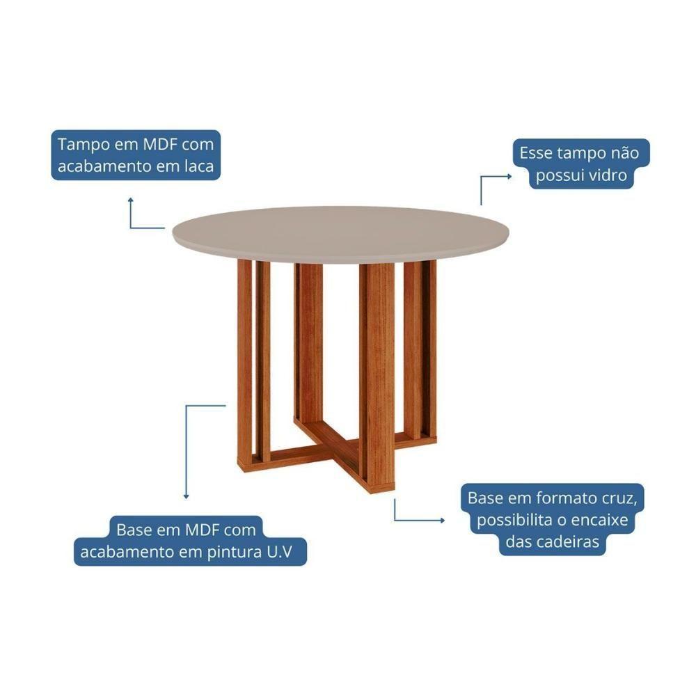 Mesa para Cozinha Flora c/Tampo Madeirado 109X109cm Cinamomo/Off White - Cimol - 3