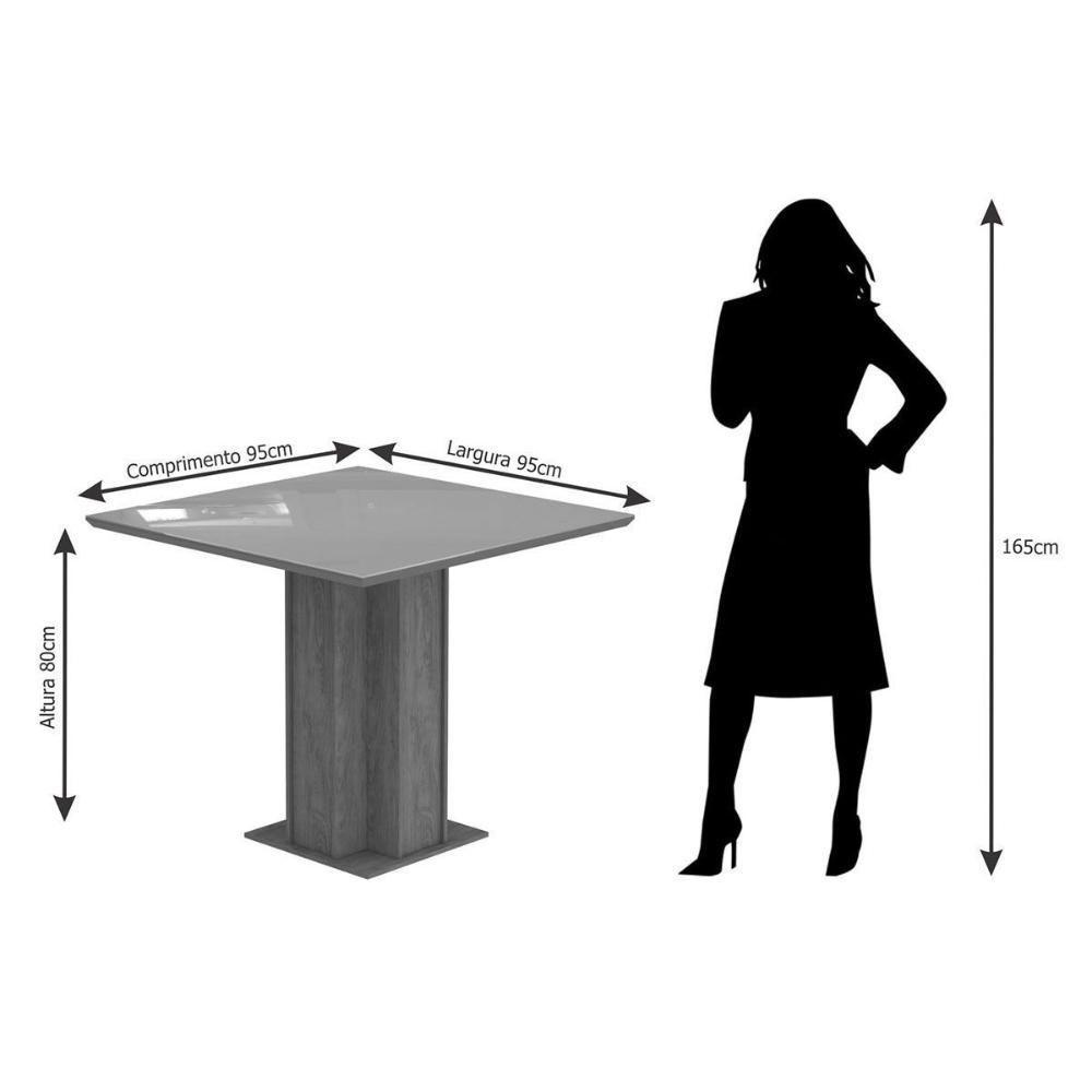 Mesa para Cozinha Sophia c/Tampo Madeirado Vidro 95X95cm Cinamomo/Off White - Cimol - 4