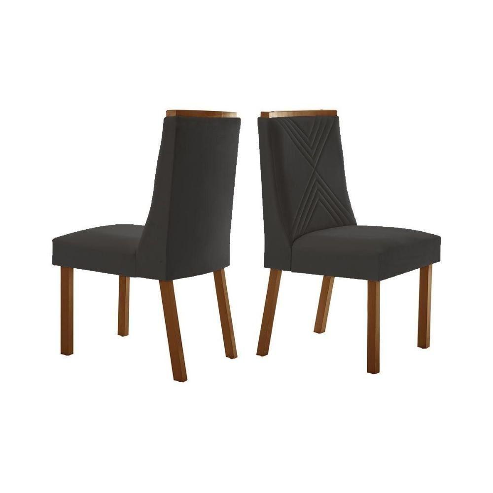 Cadeira Sala de Jantar Montreal Kit 2 Un Imbuia - Veludo Grafite - Rufato - 1