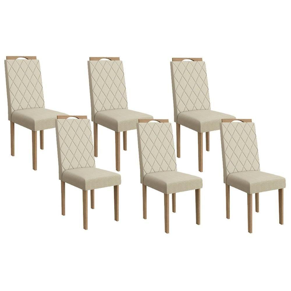 Cadeira Sala de Jantar 2CAD153EA Kit 6 Un Eucalipto/Linho Bege A019 - Kappesberg - 1