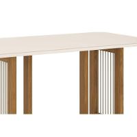 Sala de Jantar Completa Yara c/ Tampo Madeirado c/ Vidro Curvo 160x90cm e 6 Cadeiras Malu Nature/Marrom Amêndoa - Henn - 10