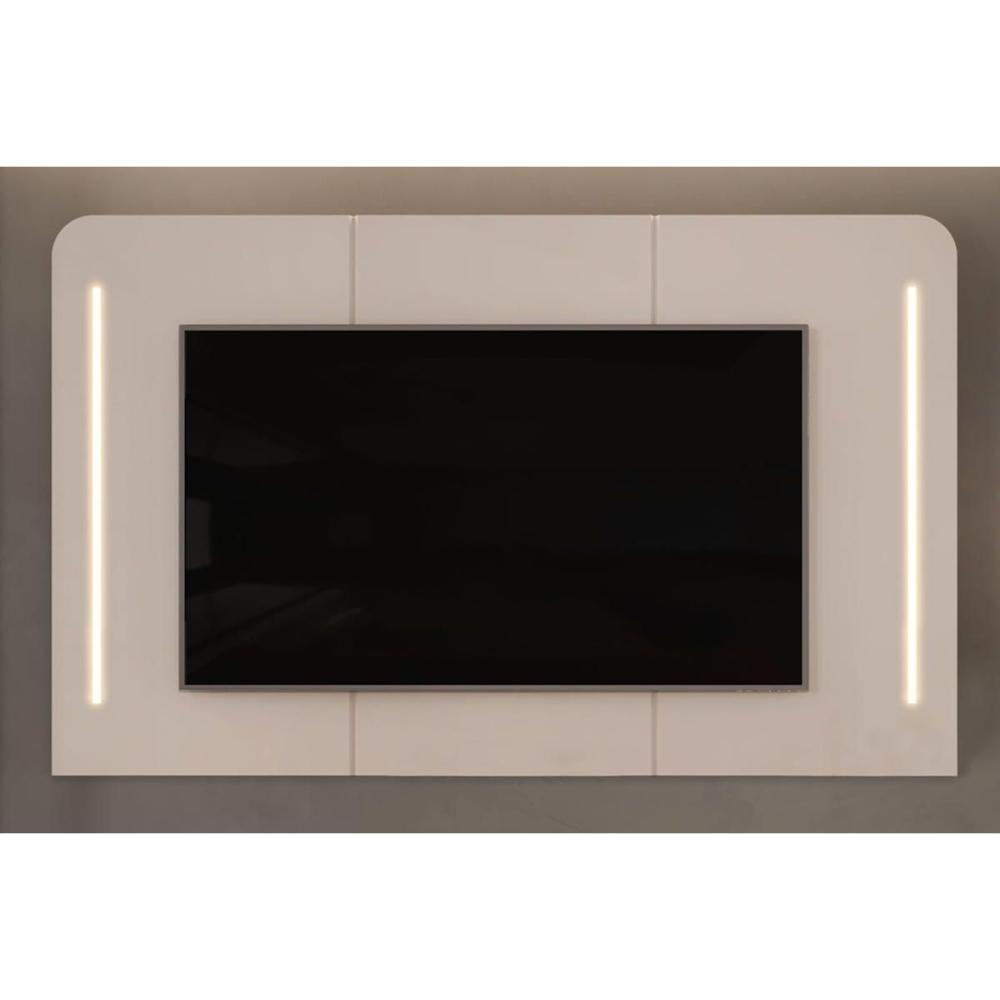Painel Home p/TV até 75 Polegadas Atlas 100% MDF c/ Led 218x135cm Off White - DJ Móveis - 1