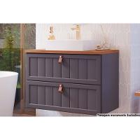 Gabinete de Banheiro Suspenso Sense 1 Gaveta e 1 Porta Basculante c/Cuba 80cm Titanium - MGM - 1