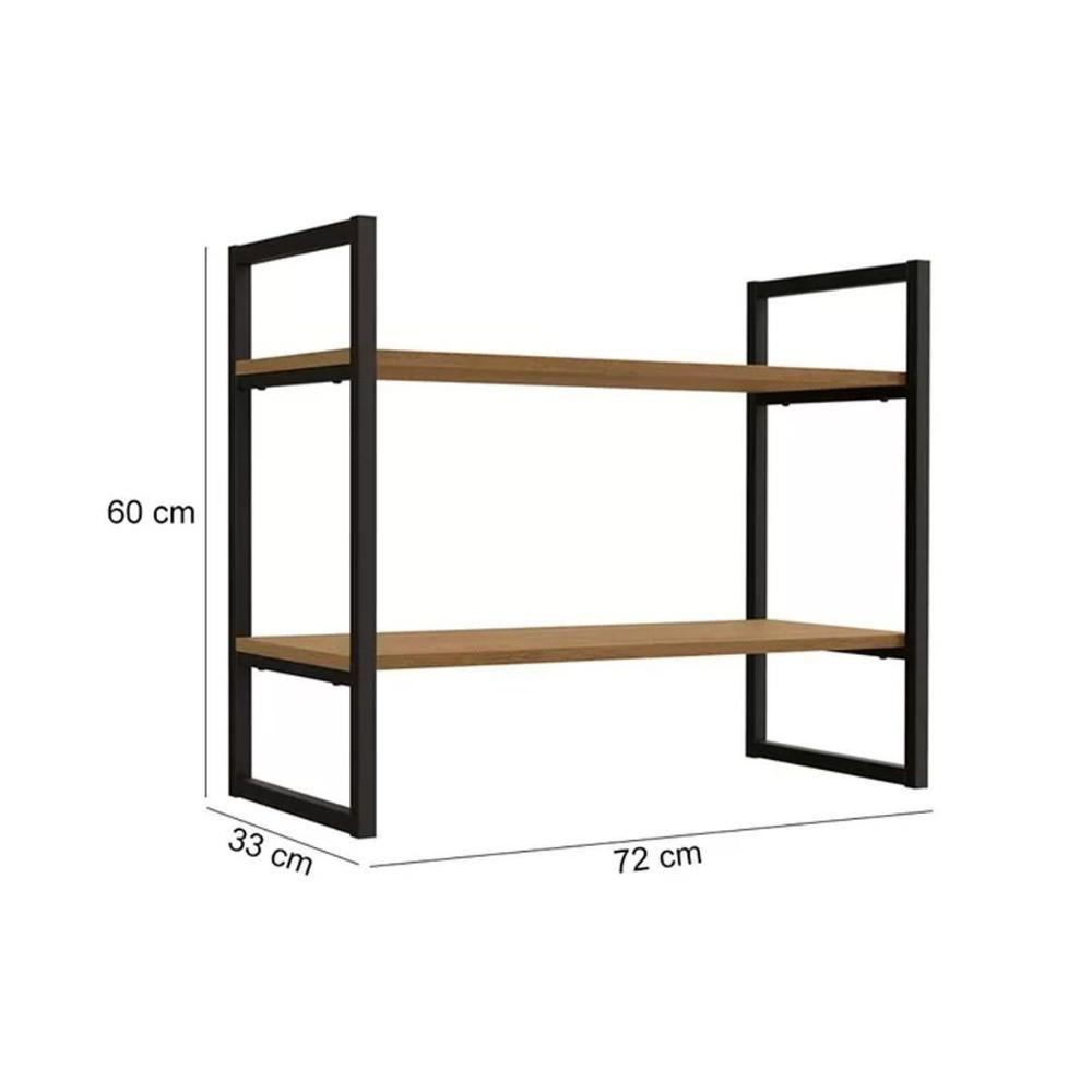 Escritório Completo Industrial 3 Peças (1 Escrivaninha, 2 Estantes) Freijo-preto - Kappesberg - 4