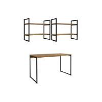 Escritório Completo Industrial 3 Peças (1 Escrivaninha, 2 Estantes) Freijo-preto - Kappesberg - 5