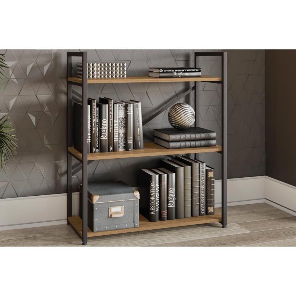 Escritório Completo Industrial (1 Escrivaninha, 2 Estantes) 3 Peças Freijó - Kappesberg - 2