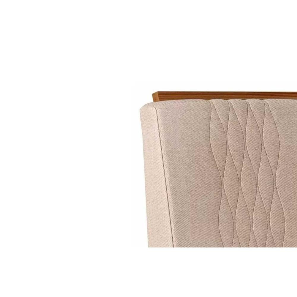 Sala de Jantar Completa Hera c/ Tampo Madeirado c/ Vidro 120x90cm e 4 Cadeiras Lia Freijo/Linho Neve - DJ Móveis - 2