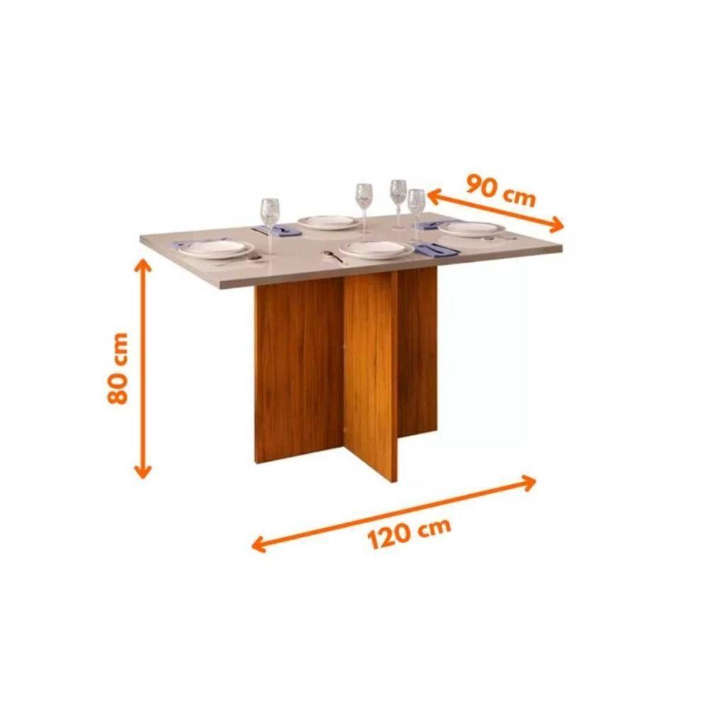 Sala de Jantar Completa Hera c/ Tampo Madeirado c/ Vidro 120x90cm e 4 Cadeiras Lia Freijo/Linho Neve - DJ Móveis - 5