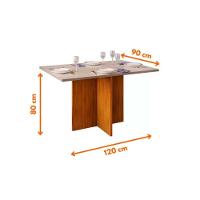 Sala de Jantar Completa Hera c/ Tampo Madeirado c/ Vidro 120x90cm e 4 Cadeiras Lia Freijo/Linho Neve - DJ Móveis - 5