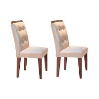 Cadeira Sala de Jantar Imperatriz Madeira Kit 2 Un Capuccino/Veludo Creme - Rufato - 1